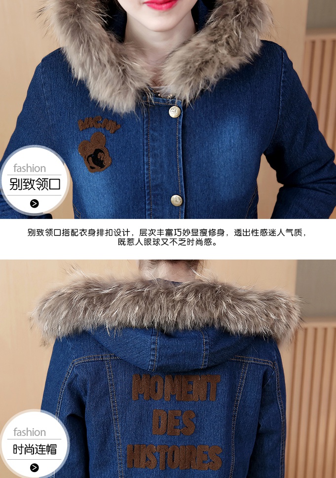 Long winter cotton coat plus velvet coat for women
