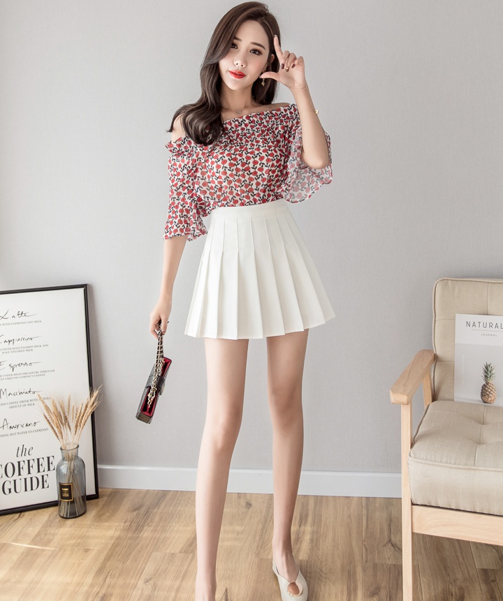 Spring and summer student short skirt high waist pleated culottes