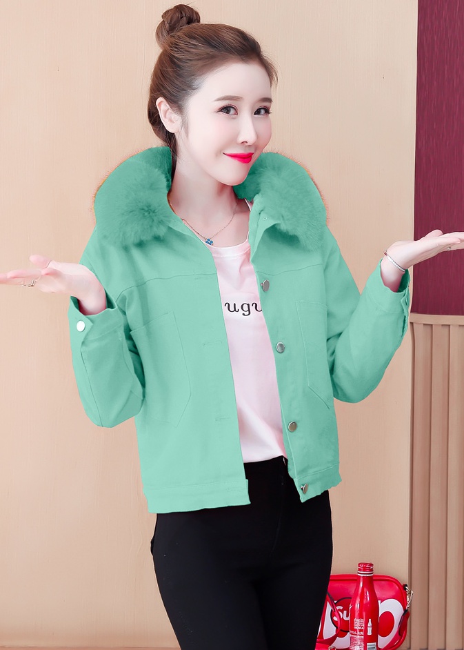 Korean style plus velvet cotton coat all-match coat