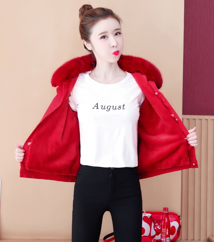Korean style plus velvet cotton coat all-match coat