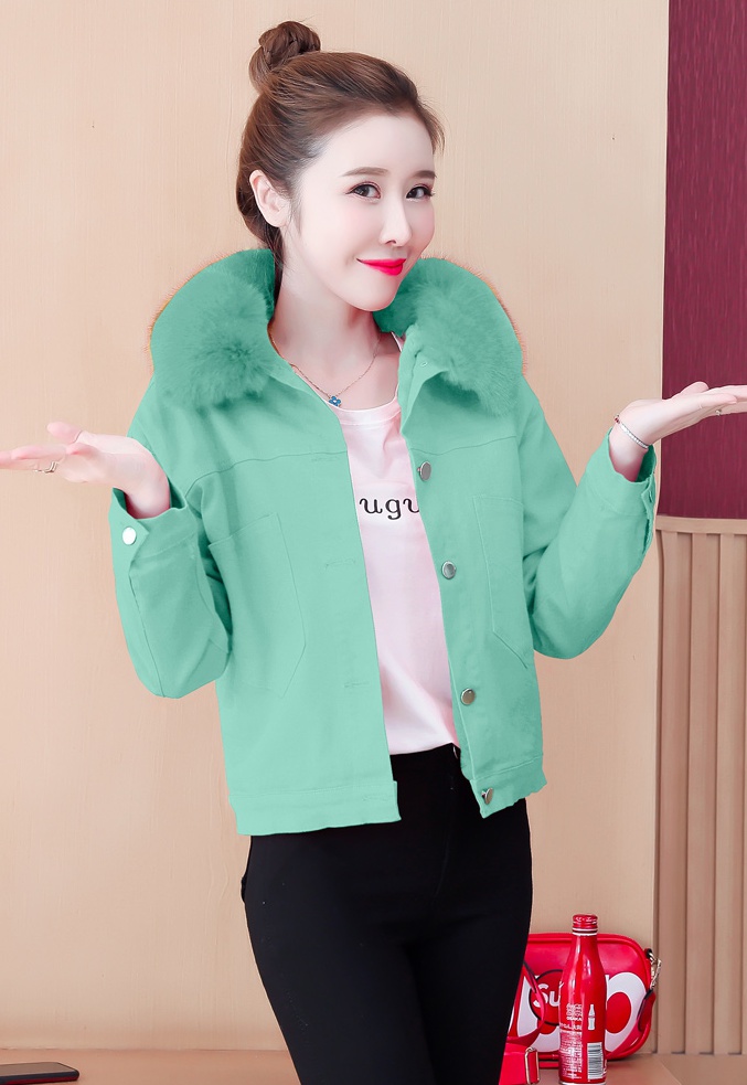 Winter short jacket plus velvet cotton coat for women