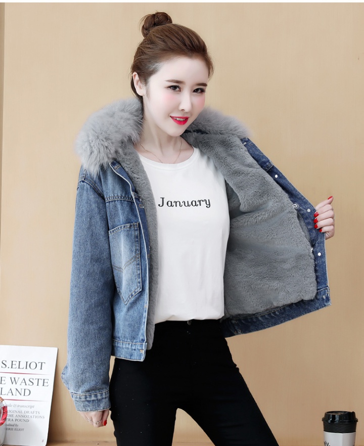 Loose liner thick jacket winter large fur collar cotton coat