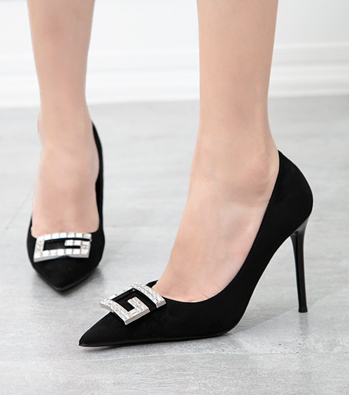 Slim sexy high-heeled shoes black Korean style shoes for women