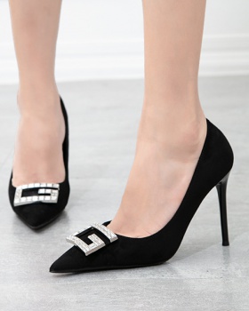 Slim sexy high-heeled shoes black Korean style shoes for women