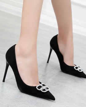 Sexy pointed broadcloth high-heeled slim shoes for women