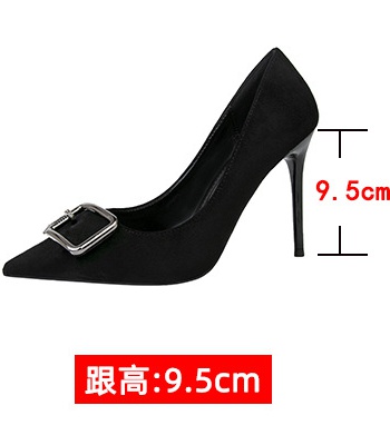 Pointed metal buckles shoes fashion stilettos