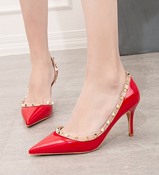 Sexy slim rivet high-heeled shoes hollow fashion shoes