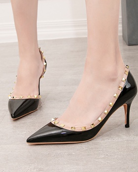 Sexy slim rivet high-heeled shoes hollow fashion shoes