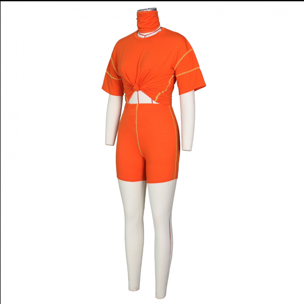 Stitching fashion Casual shorts 2pcs set