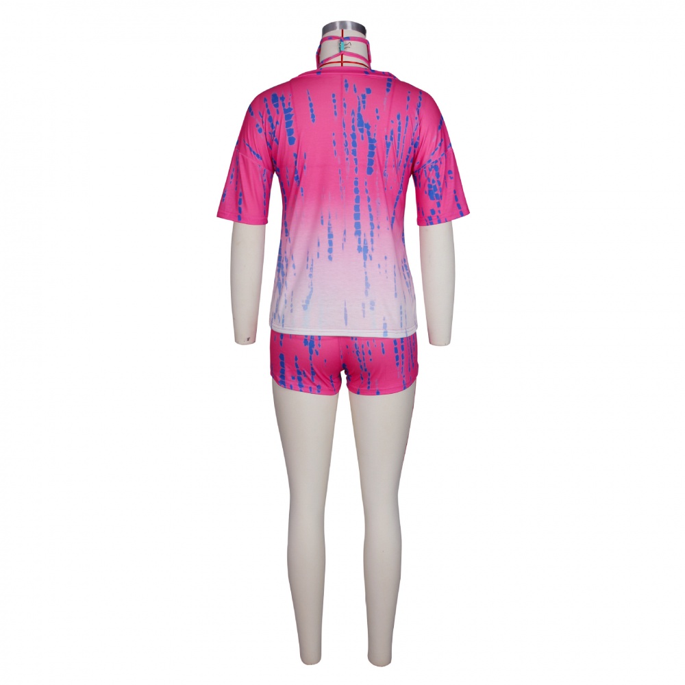 Fashion tie dye gradient at home T-shirt a set for women