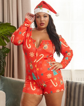 Christmas printing sexy large yard jumpsuit for women