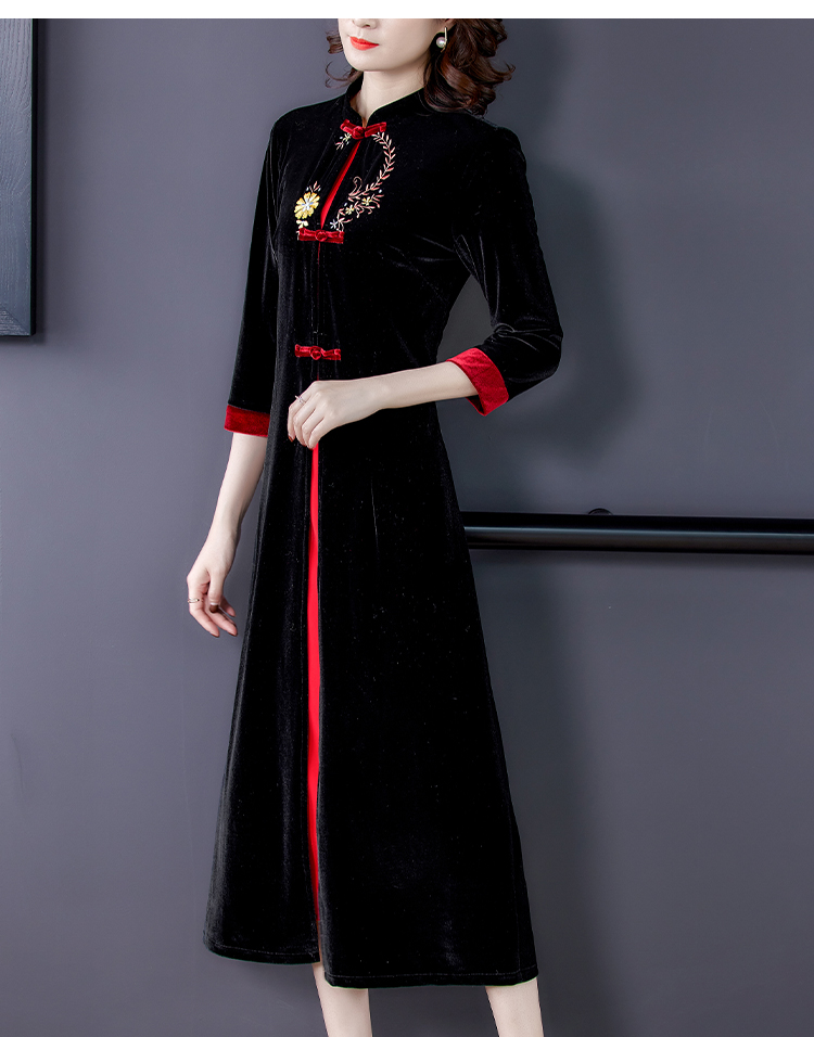 Watkins winter dress Pseudo-two Chinese style cheongsam