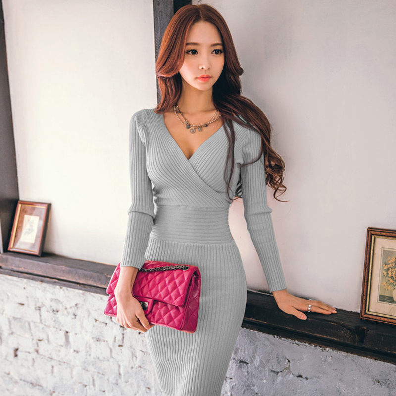 Hip bottoming T-back V-neck sexy dress for women