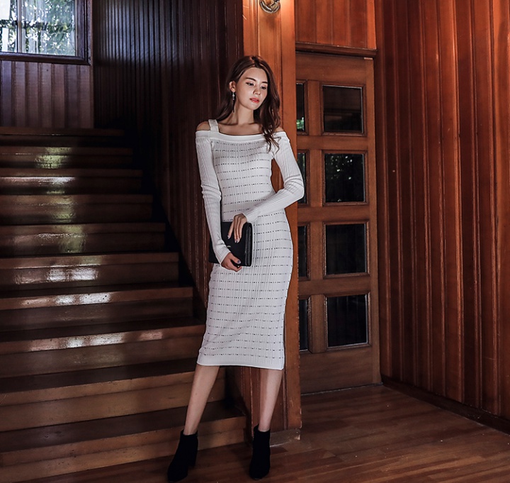 Knitted strap dress autumn and winter T-back for women