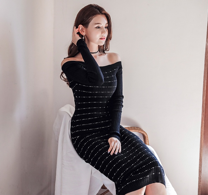 Knitted strap dress autumn and winter T-back for women
