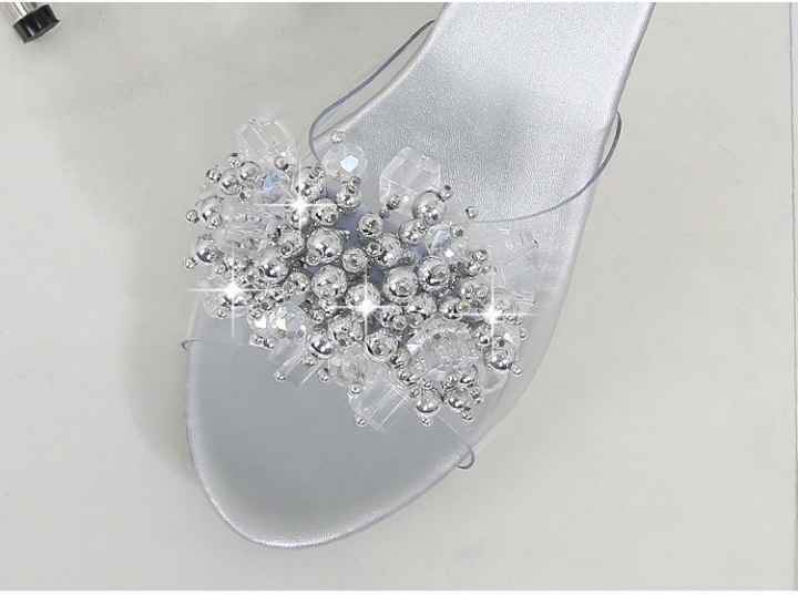 All-match rhinestone high-heeled shoes slipsole slippers for women