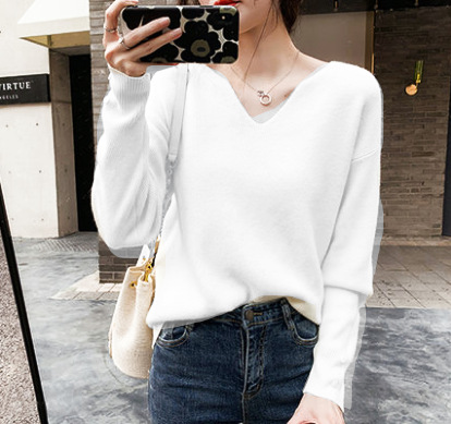 Pullover loose sweater short knitted bottoming shirt for women