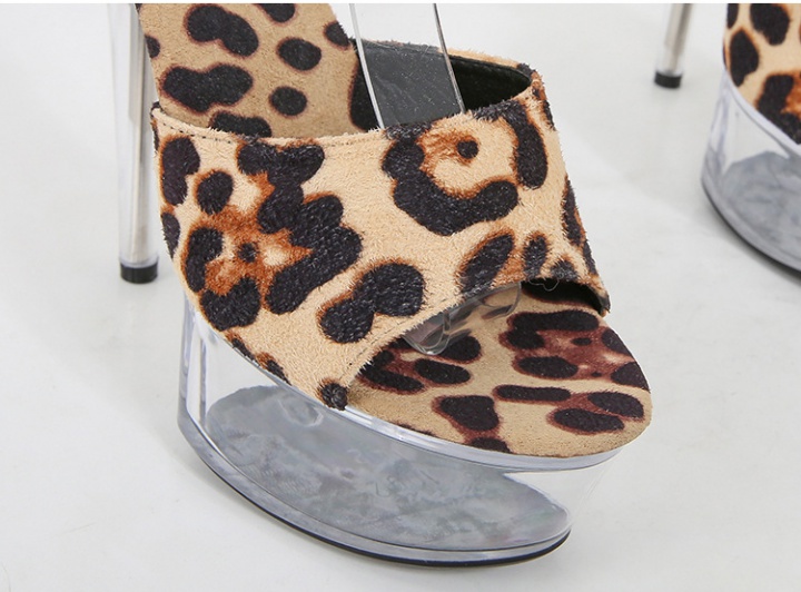 Leopard fine-root platform transparent sexy sandals