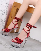 High-heeled leopard platform fine-root sandals