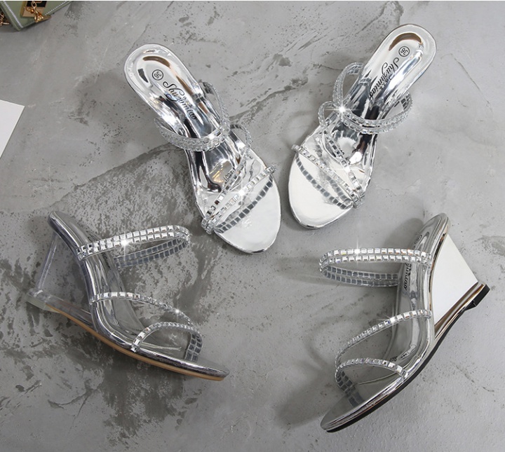 Summer slipsole glass rhinestone crystal sandals for women