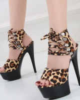 Fine-root leopard platform high-heeled sandals