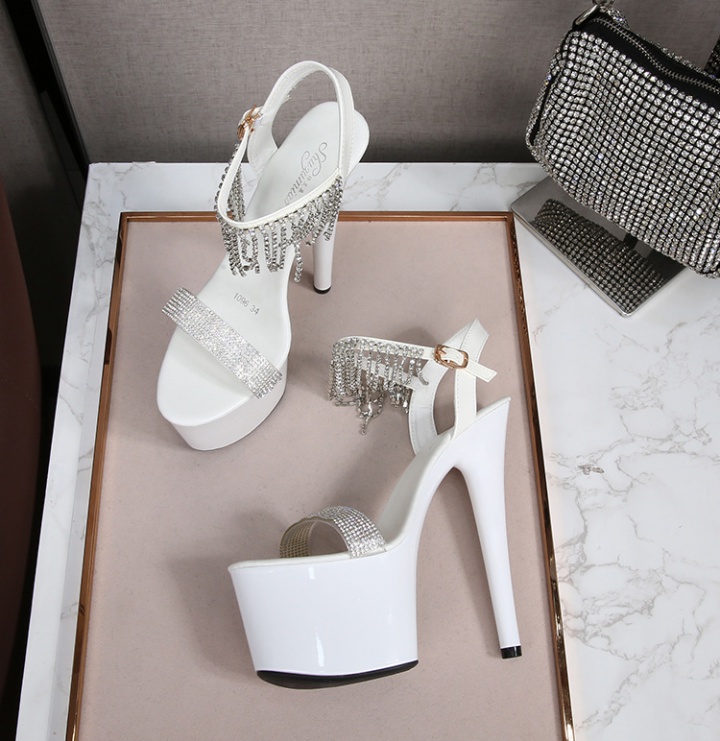 High-heeled black platform fine-root wedding shoes for women
