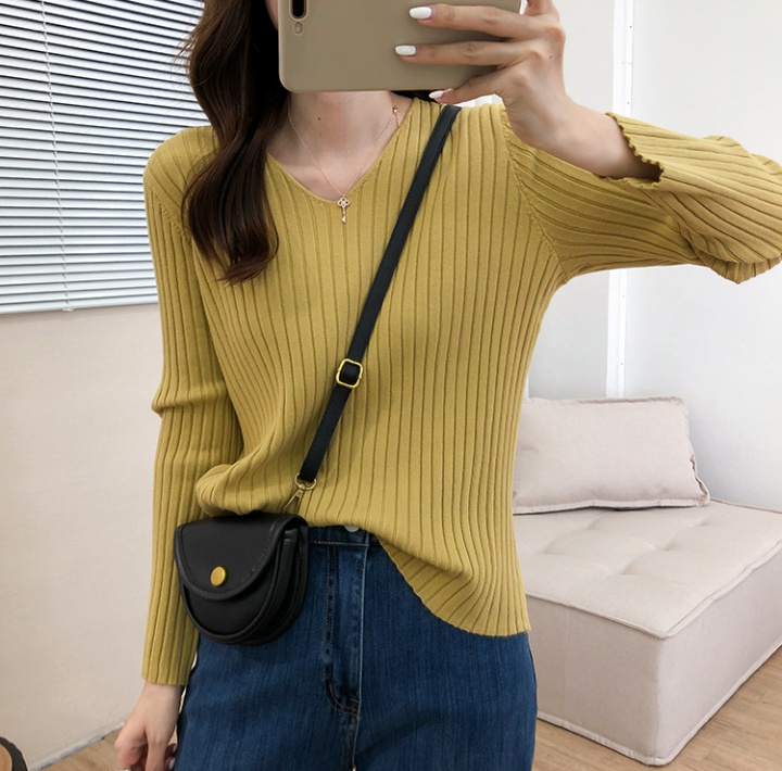 Pullover long sleeve tops all-match slim sweater