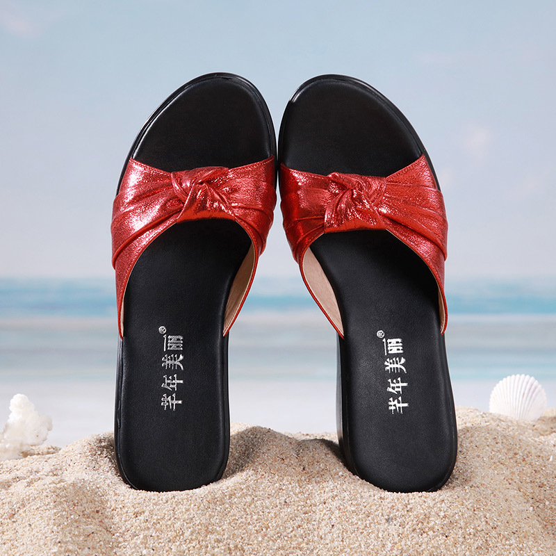 Red summer thick crust shoes fashion large yard platform
