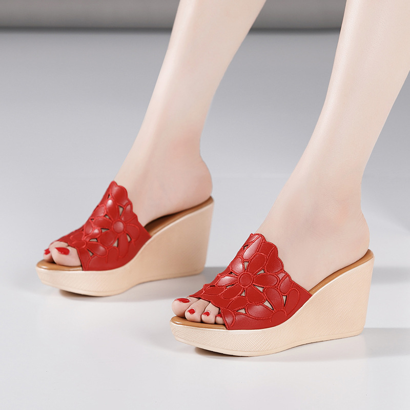 Fish mouth high-heeled summer platform slipsole trifle slippers