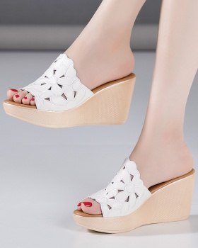 Fish mouth high-heeled summer platform slipsole trifle slippers