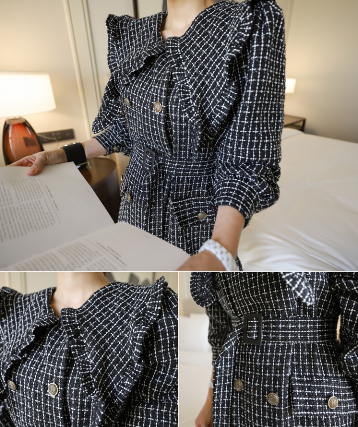 Package hip double-breasted winter temperament dress
