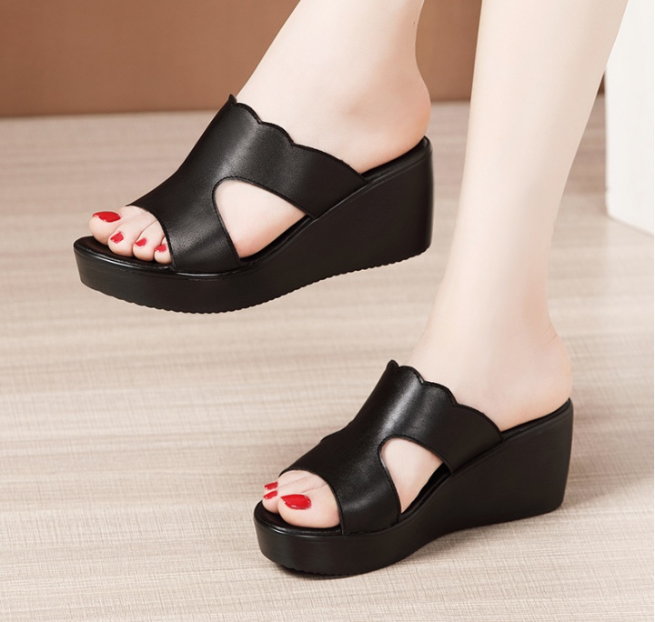 Fashion all-match platform red slippers for women