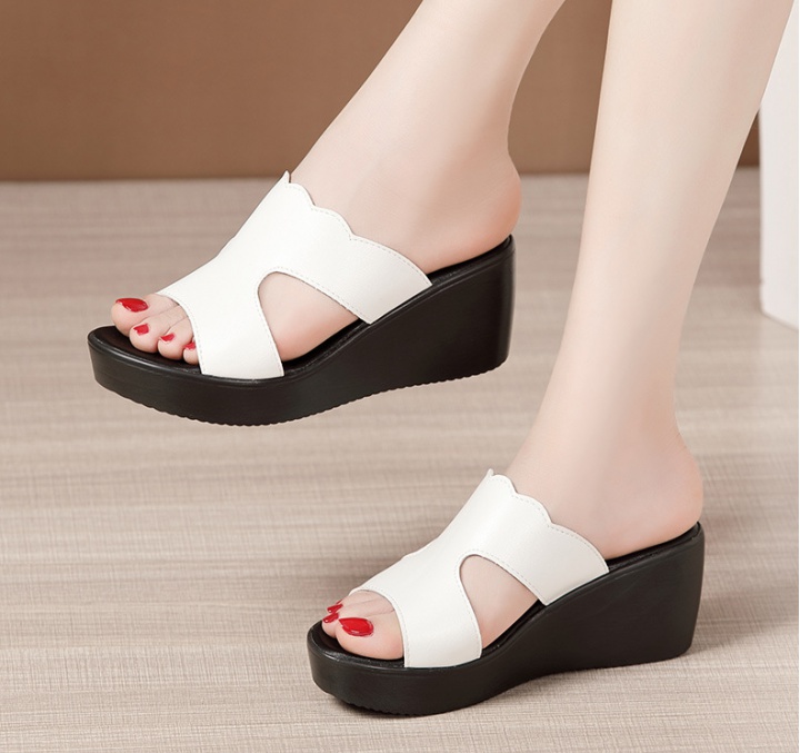 Fashion all-match platform red slippers for women