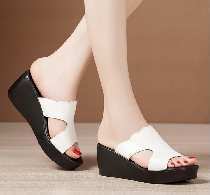 Fashion all-match platform red slippers for women