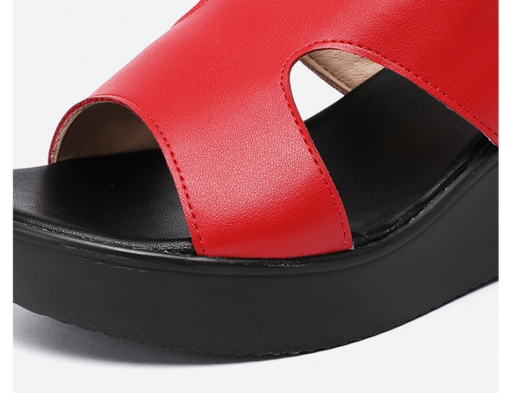 Fashion all-match platform red slippers for women