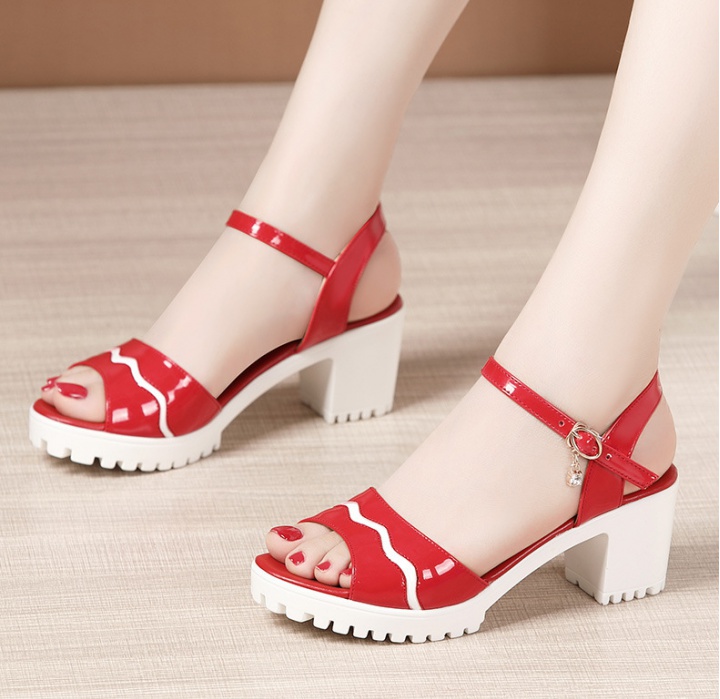 Middle-heel fish mouth platform summer sandals