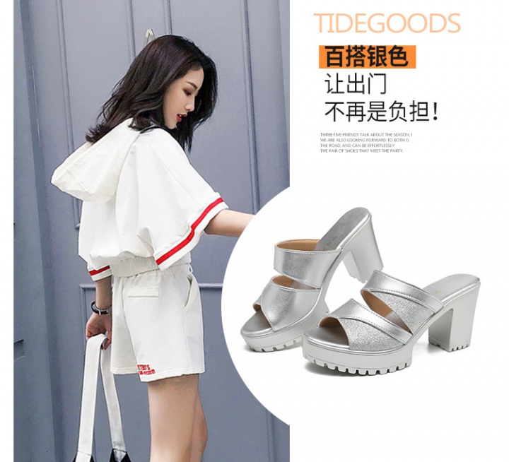 High-heeled mixed colors slippers large yard shoes for women