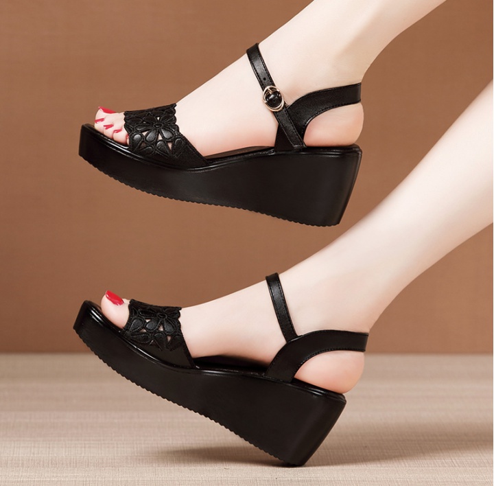 Summer soft soles platform all-match hollow sandals