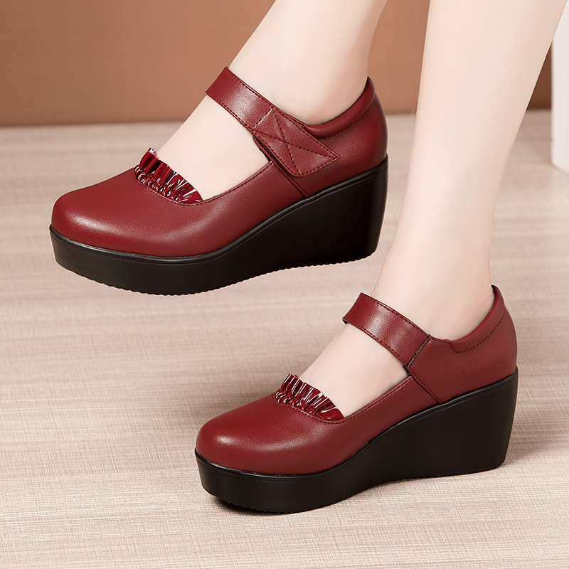 Slipsole round platform soft soles shoes for women