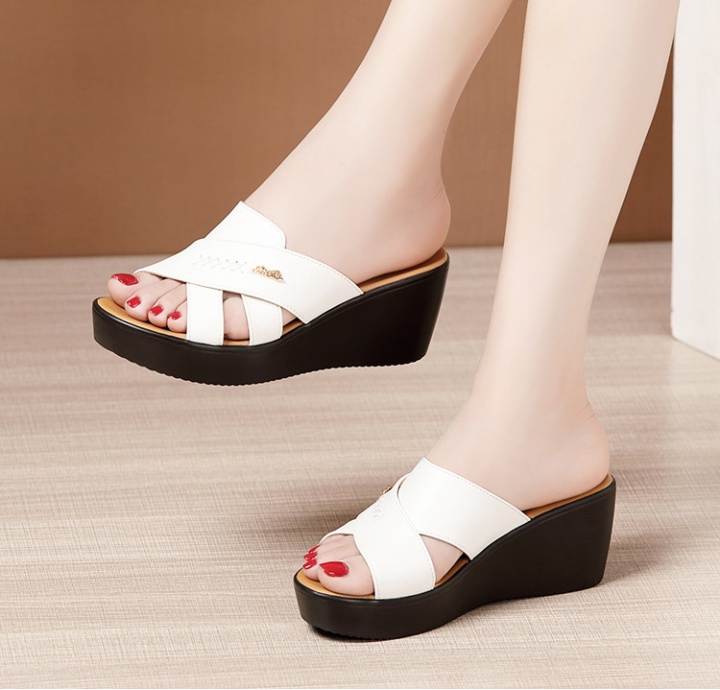 Slipsole summer platform fish mouth wears outside slippers