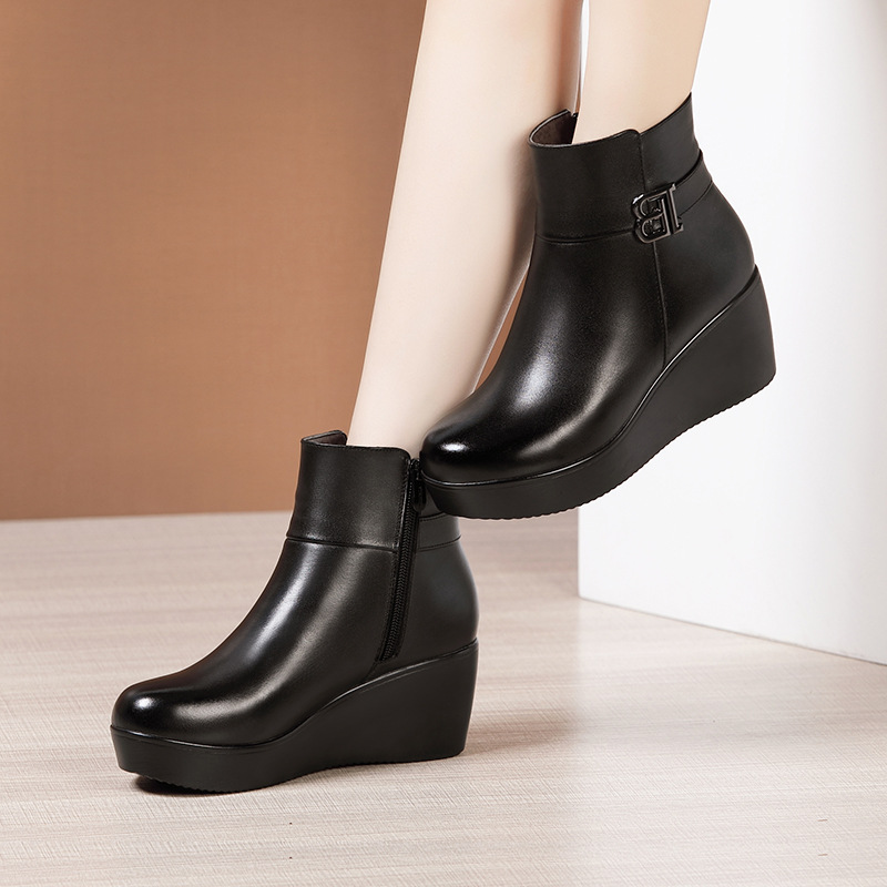 Thick crust martin boots slipsole platform for women