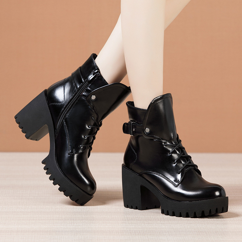 Heighten all-match platform British style short boots for women