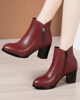 Plus velvet short boots middle-heel martin boots