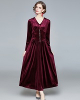 Velvet long slim European style Western style dress