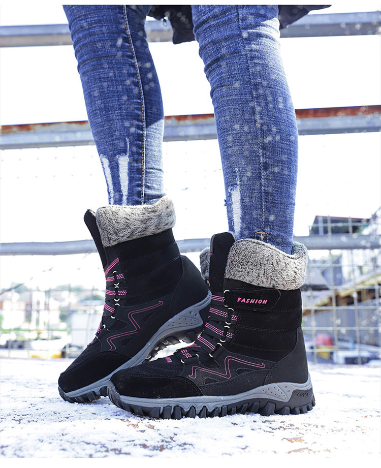 High-heeled thermal shoes plus velvet snow boots for women