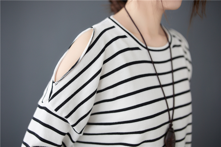 Long sleeve knitted tops strapless Korean style T-shirt