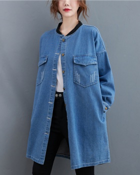 Denim long large yard dress retro fat coat for women