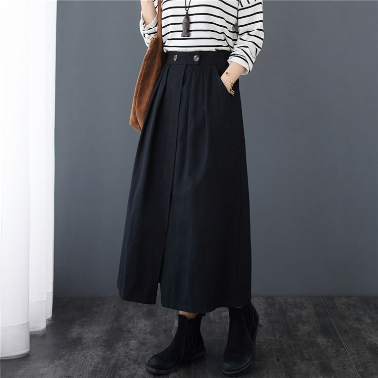 Long high waist elastic waist all-match retro large yard skirt