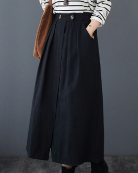 Long high waist elastic waist all-match retro large yard skirt