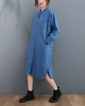 Large yard long shirt denim coat for women